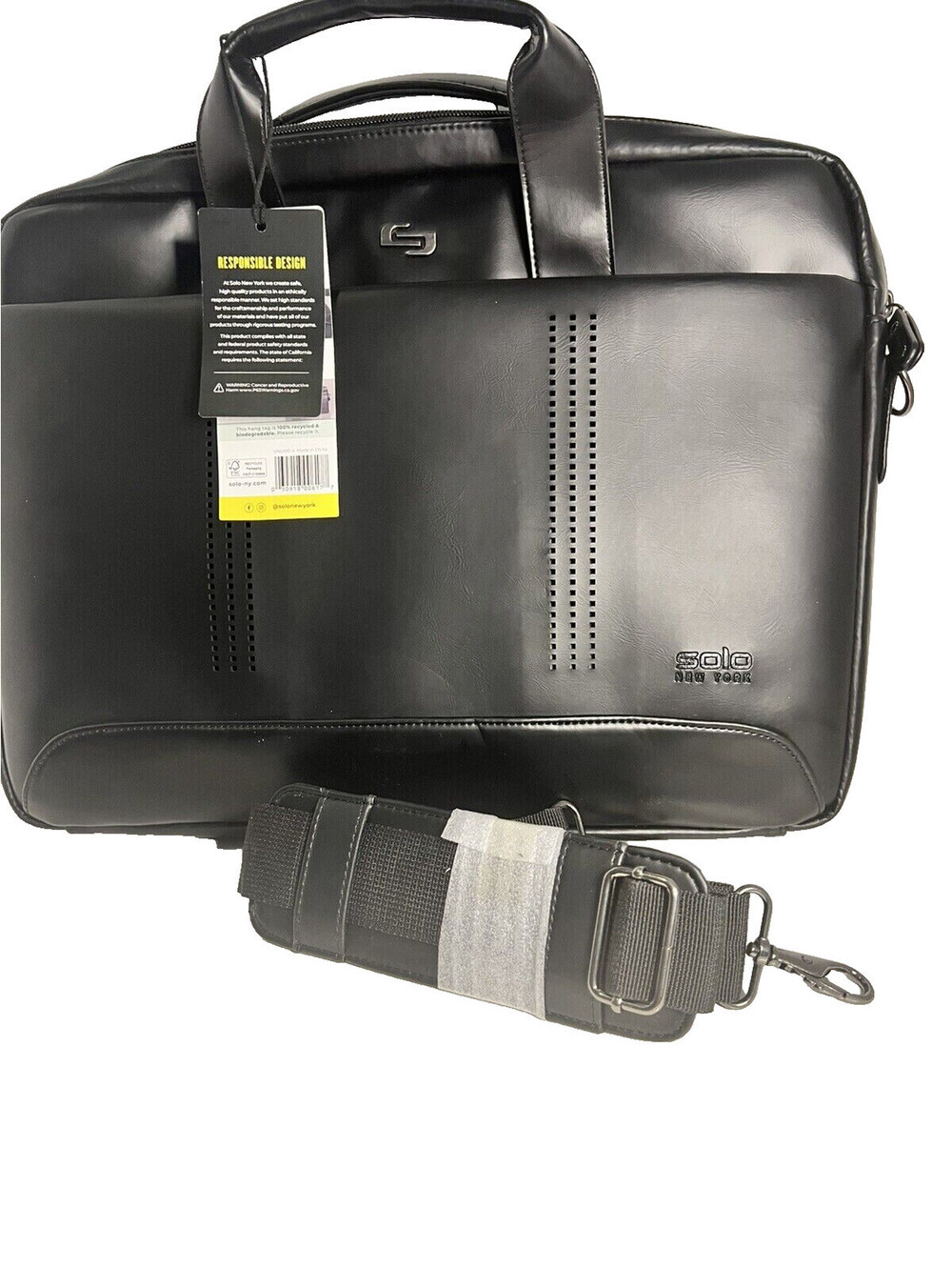 Solo Murray Slim Brief Laptop case fits up to 15.6" Black 100% recycled material